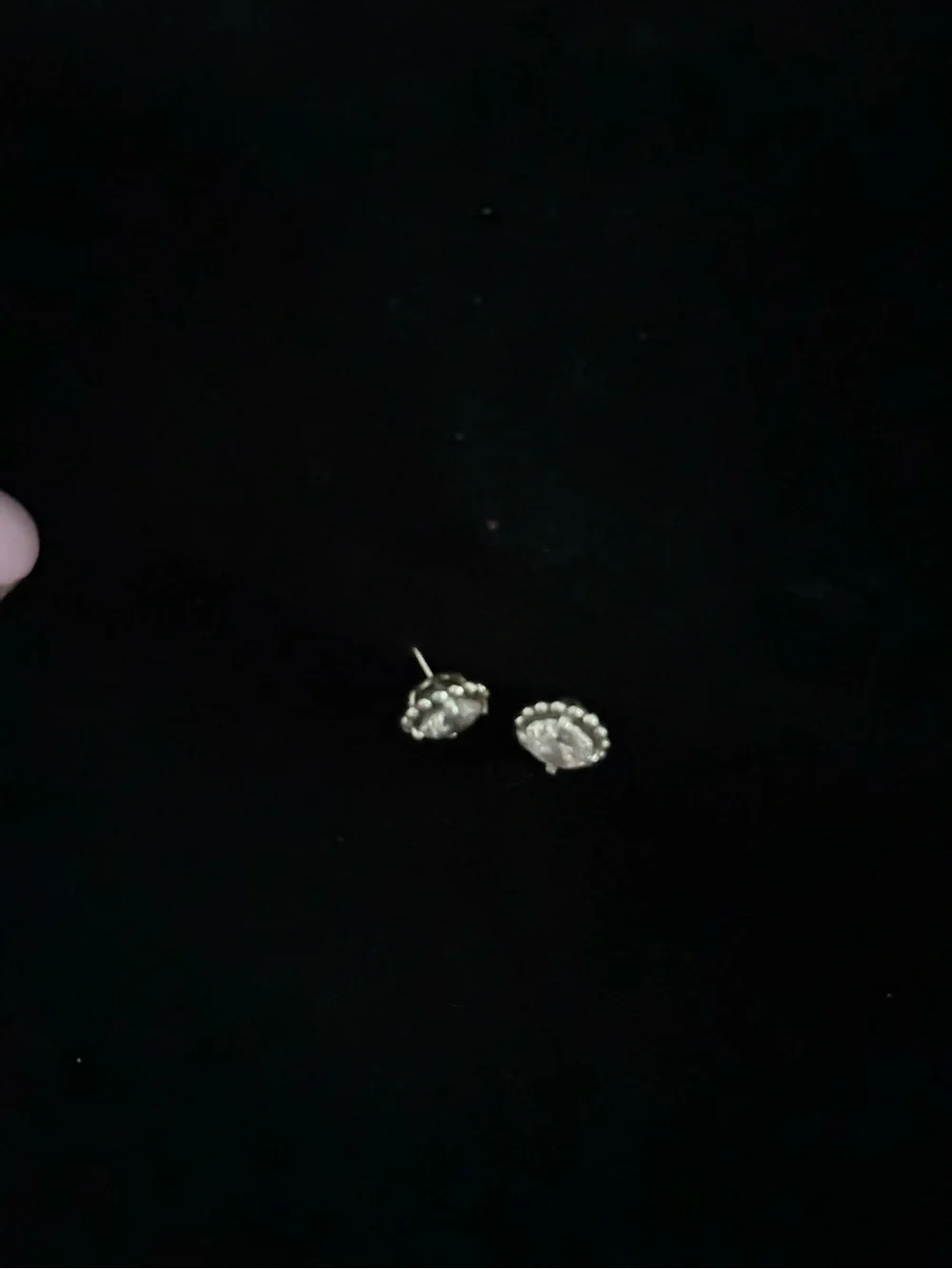 Others Follow Silver Beaded Stud Earrings with Pink Detail